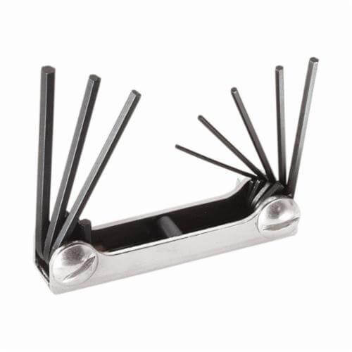Klein® 70581 Folding Hex Key Set, 8 pc, 2-Position, 1/20 to 5/32 in Hex, 1-7/8 to 3 in L Keys, Alloy Steel, Black Oxide