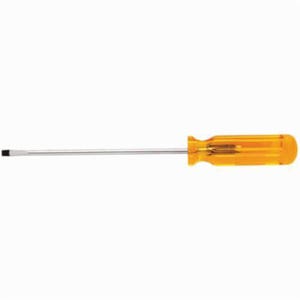 Klein® A316-8 Screwdriver, 3/16 in Cabinet, Steel Shank, 11-5/8 in OAL, Plastic Handle, Polished Chrome/Nickel Plated/Black Tipped