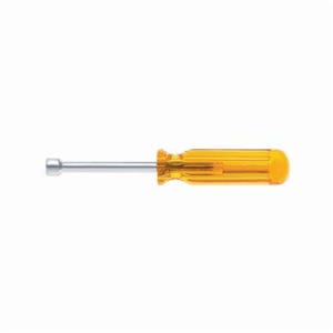 Klein® S11 Nut Driver, 11/32 in, Hollow Shank, Green Cushion Grip/Smooth Handle, ANSI/ASME Specified, Polished Chrome