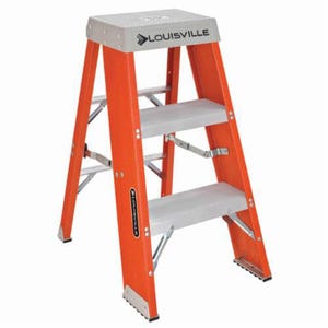 Louisville® AY8003-S55S56 AY8000 Type IA Industrial Heavy Duty Step Stool with Casters and Handle, 3 ft H, 300 lb Load, 3 Steps