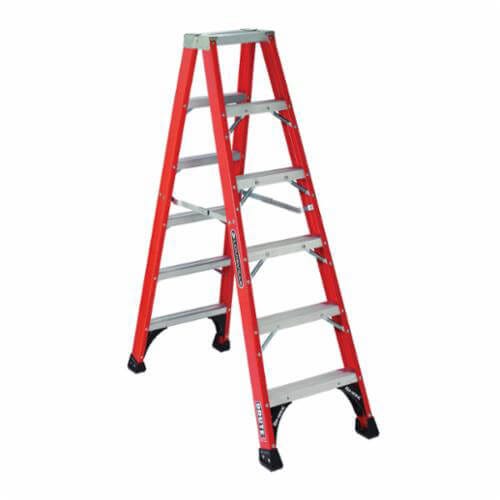 Louisville® FM1406HD FM1400HD Ribbed Type IAA Twin Front Ladder, 6 ft H Ladder, 375 lb Load, 5 Steps, A14.5