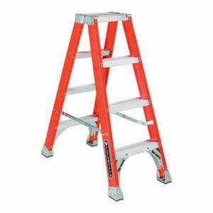 Louisville® FM1504 FM1500 Type IA Ribbed Twin Front Ladder, 4 ft H Ladder, 300 lb Load, 3 Steps, A14.5