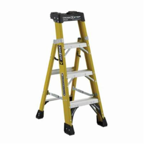 Louisville® FXS1404HD FXS1400HD Type IAA 2-in-1 Cross Style Step to Shelf Ladder, 4 ft H Ladder, 375 lb Load, 3 Steps, A14.5