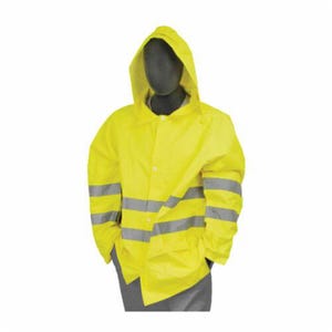 Majestic Glove 75-1351/L Waterproof Rain Jacket, L, Hi-Viz Yellow, Polyester/Polyurethane Coated Oxford Fabric, Resists: Water
