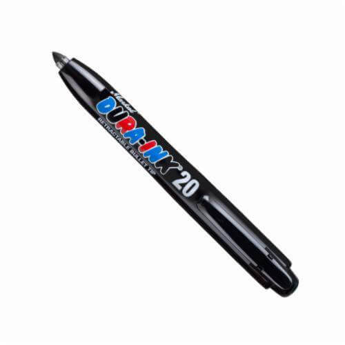 Markal® 096575 Dura-Ink® 20 Retractable Permanent Ink Marker, 1/16 in Fine/Medium Bullet Tip, Fiber Tip, Black