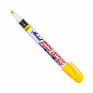 Markal® 096821 Valve Action® Liquid Paint Marker, 1/8 in Bullet/Medium Tip, Fiber Nib/Metal Barrel, Yellow