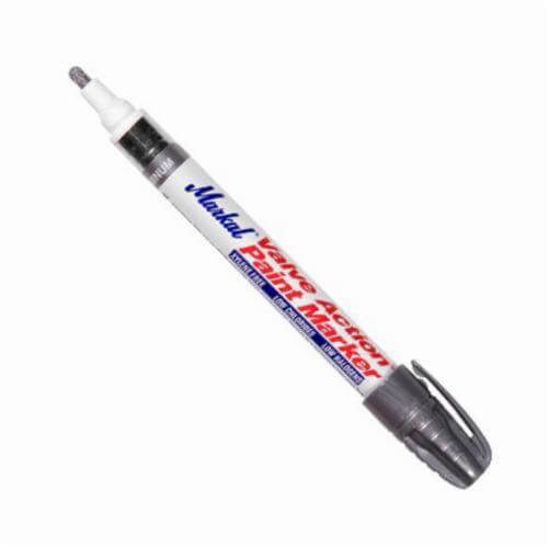 Markal® 096832 Valve Action® Liquid Paint Marker, 1/8 in Bullet/Medium Tip, Fiber Nib/Metal Barrel, Aluminum