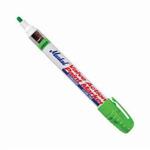 Markal® 097051 Valve Action® Liquid Paint Marker, 1/8 in Bullet/Medium Tip, Fiber Nib/Metal Barrel, Fluorescent Green