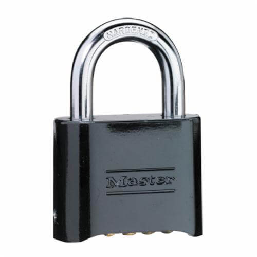 Master Lock® 178D Rectangular Safety Padlock, 5/16 in Shackle, Die Cast Body, Black