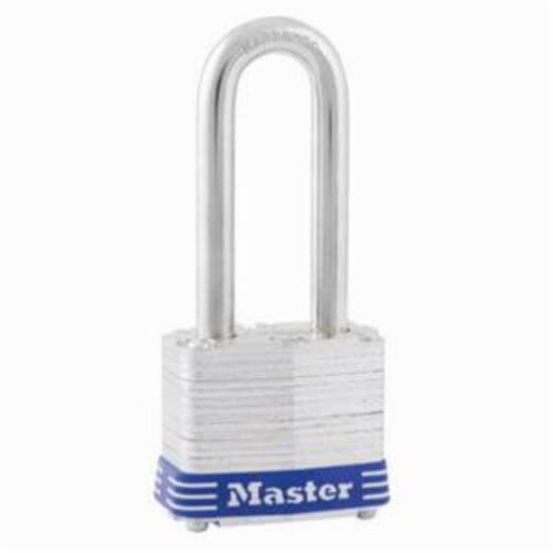Master Lock® 3DLH Safety Padlock with 2 in Shackle, Keyed Different Key, 9/32 in Shackle, Laminated Steel Body, Silver