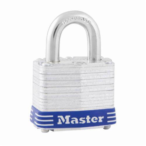 Master Lock® 3D Safety Padlock, Keyed Different Key, 9/32 in Shackle, Laminated Steel Body, 4-Pin Tumbler Locking