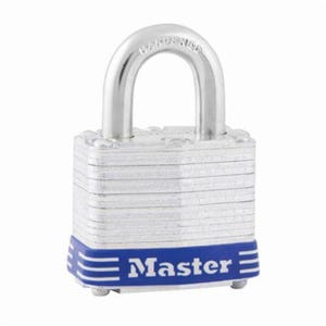 Master Lock® 3D Safety Padlock, Keyed Different Key, 9/32 in Shackle, Laminated Steel Body, 4-Pin Tumbler Locking