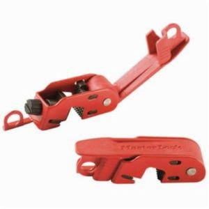 Master Lock® 493B Grip Tight™ Clamp-On Circuit Breaker Lockout, 120/240 VAC, Red, Steel, 9/32 in Max dia Padlock Shackle