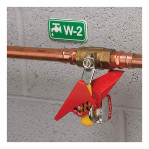 Master Lock® S3476 Wedge Style Ball Valve Lockout, Fits Pipe 1/4 x 1 in, 1 Padlocks, 9/32 in Max dia Padlock Shackle, Thermoplastic