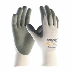 PIP® G-Tek® 34-800 Maxifoam® Premium Grade Coated Glove, Nitrile Palm, Nylon, Abrasion/Cut/Puncture/Tear Resistant, White/Gray
