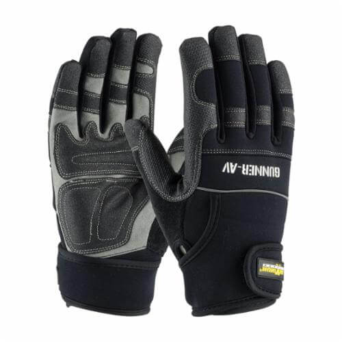 PIP® GUNNER-AV™ 120-4400/L 120-4400 General Purpose Gloves, Leather Palm/Work, Reinforced Thumb Crotch Style, L, Synthetic Leather Palm