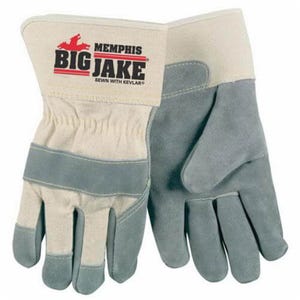 MCR Safety 1700L Big Jake® Heavy Duty Premium Grade General Purpose Gloves, Leather Palm, Standard Finger/Wing Thumb Style, L