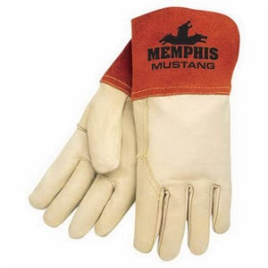 MCR Safety 4950XL Premium Grade MIG/TIG Welding Gloves, XL, Leather, Beige, Unlined, Gauntlet Cuff, 12.63 in L