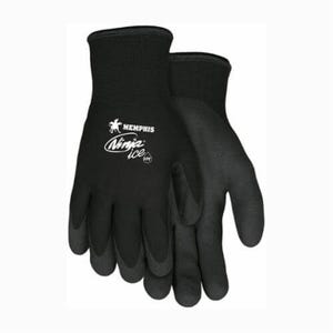 MCR Safety N9690S Ninja® N9690 Dipped Insulated General Purpose Gloves, Coated, Standard Finger Style, S, Black