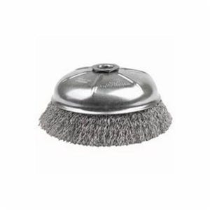 Weiler® 14166 Mighty-Mite® Internal Nut Cup Brush, 6 in dia Brush, 5/8-11 UNC Arbor Hole, 0.02 in dia Filament/Wire