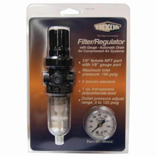Norgren® by Dixon® B07-202MGC General Purpose Miniature Relieving Filter/Regulator with GC620 Gauge and Manual Drain, 1/4 in PTF Port