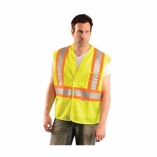 OccuNomix OK-1 OK-ILDOTM-L 2-Tone Premium Safety Vest, L, Hi-Viz Yellow, Polyester Mesh, Hook and Loop Closure, 2 Pockets