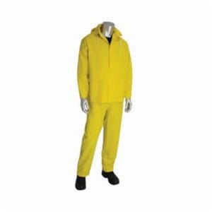 PIP® 201-350L Base35™ 3 pc Premium Rain Suit, L, Yellow, Polyester/PVC, 48 in Waist, 30 in L Inseam, Detachable Hood