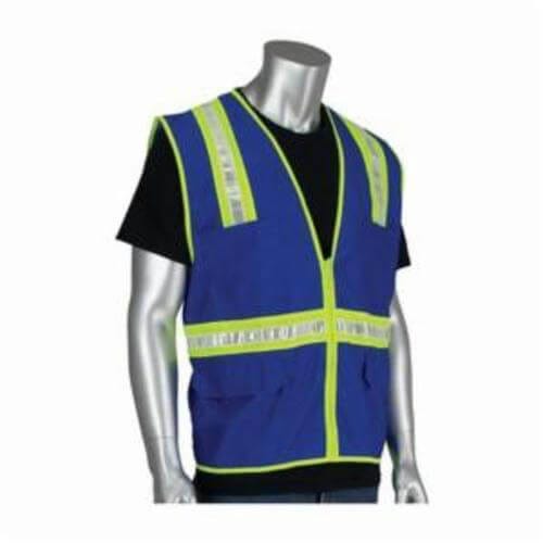 PIP® 300-1000-BL/L Non-ANSI Surveyor Safety Vest, L, Blue, Polyester, Zipper Closure, 4 Pockets