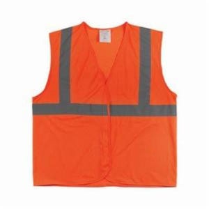PIP® 302-MVGOR Safety Vest, Silver Stripe, Polyester, ANSI Class: 2, Silver Stripe, Hi-Viz Orange
