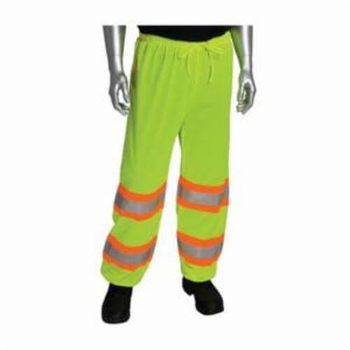 PIP® 319-MTPLY-L/XL 2-Tone Ripstop Reinforced Traffic Pant, 53-1/2 in Waist, Hi-Viz Lime Yellow, Polyester Mesh