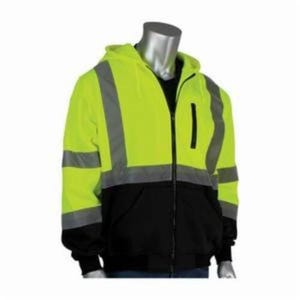 PIP® 323-1370B-LY/2X Sweatshirt with Black Bottom, Unisex, 2XL, Lime Yellow, Polyester Fleece, 31-1/2 in L