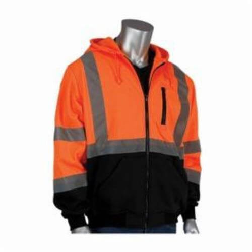 PIP® 323-1370B-OR/3X Sweatshirt with Black Bottom, Unisex, 3XL, Orange, Polyester Fleece, 32.3 in L