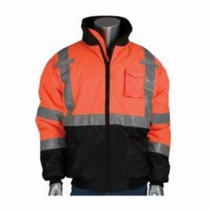 PIP® 333-1740-OR/M Bomber Jacket, Black/Hi-Viz Orange, Polyester, 54 in Chest, Resists: Water, ANSI Type R Class 3
