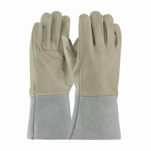 PIP® 75-320/L Men's MIG/TIG Welding Gloves, L, Top Grain Pig Skin Leather/Cowhide Split Leather/Kevlar® Stitching, Beige/Gray, Unlined