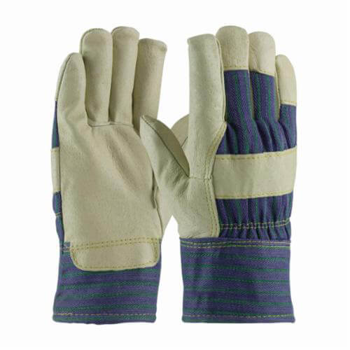 PIP® 78-3927/L General Purpose Gloves, Cold Protection/Pigskin Leather Palm, L, Blue/Green/White, Safety Cuff, Uncoated