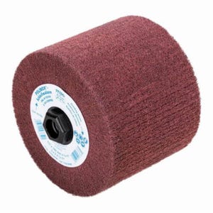 Pferd Polinox® 43103 Non-Woven Finishing Drum, 4 in dia, 4 in W Face, 100 Grit, Medium Grade, Aluminum Oxide Abrasive