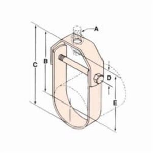 PHD 442 0050CP Copper Tubing Clevis Hanger, 1/2 in Pipe, 3/8 in Rod, 150 lb Load, Carbon Steel, Copper Epoxy Coated