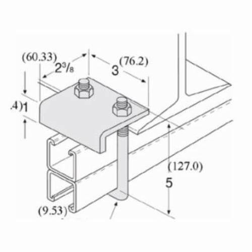 PHD S7075 EG Beam Clamp, 3/4 in Thick, 1200 lb Load, Carbon Steel