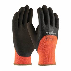 PIP® PowerGrab™ Thermo 41-1475/M High Visibility General Purpose Gloves, Coated/Cold Protection, Full-Finger Style, M, Latex Palm, Terrycloth, Brown/Blue/Orange