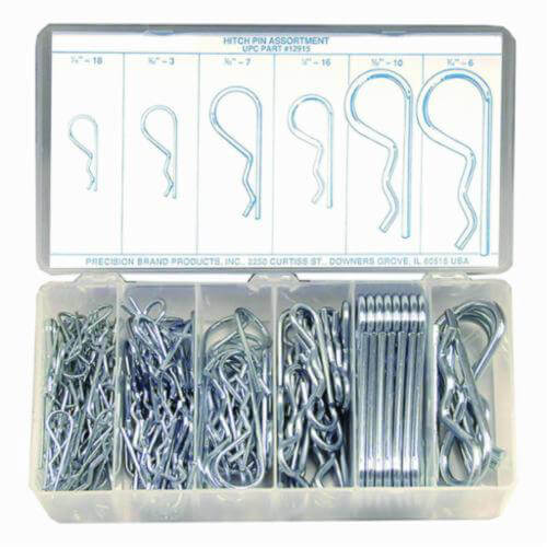 Precision Brand® 12915 Hitch Pin Clip Assortment, 150 pc, Steel, Plain