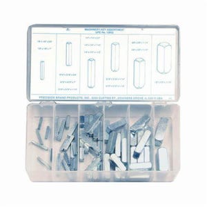 Precision Brand® 12955 Machinery Keystock Assortment, 58 pc, Steel, Zinc Plated