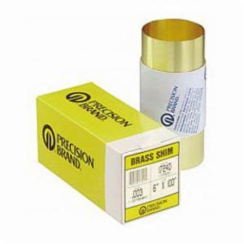 Precision Brand® 17S20 Shim Stock, 260 Half Hard Brass, 100 in Roll L x 6 in W x 0.02 in Thick