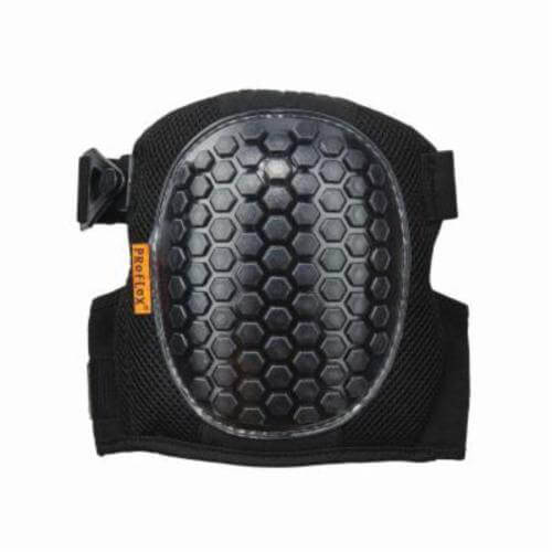 Ergodyne® ProFlex® 18467 367 Lightweight Round Cap Knee Pads, Rubber Cap, Gel-Polymer Pad, Clip/Hook and Loop Closure, Black