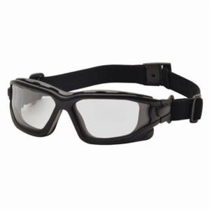 Pyramex® I-Force® Slim SB7010SDNT Lightweight Sporty Style Safety Eyewear with Black Temples/Strap, H2X Anti-Fog, Clear Lens, Dual Framed, Black