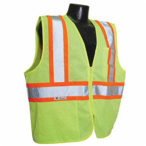 Radians® SV225-2ZOM Fire Resistant Safety Vest, Silver Stripe, Polyester Mesh, ANSI Class: 2, Zipper Closure, Hi-Viz Orange