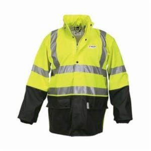 MCR Safety 5182SX2 Luminatorâ„¢ 5182S 2 pc Rainwear suit, 2XL, Black/Fluorescent Lime/Silver, Knitted Cotton Polyester Blend/Polyurethane, 52 in Waist