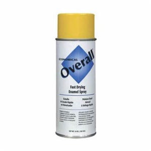 Rust-Oleum® V2409830 Overall® Economical Enamel Spray Paint, 16 oz Container, Liquid Form, Yellow, 5 to 8 sq-ft/can Coverage