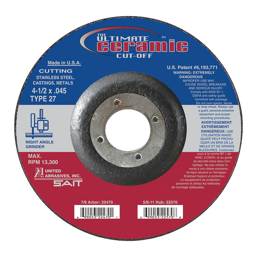 SAIT® 22472 High Performance Cut-Off Wheel, 6 in dia, 7/8 in Center Hole