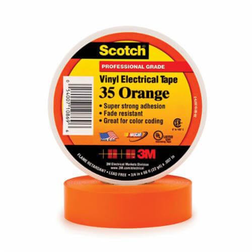 Scotch® 35-3/4X66FT-OR Vinyl Color Coding Electrical Tape 35, 3/4 in x 66 ft, Orange