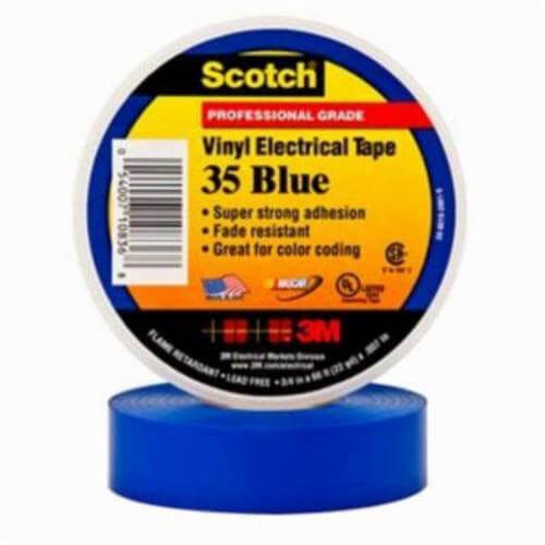Scotch® 35-3/4X66FT-BL Vinyl Color Coding Electrical Tape 35, 3/4 in x 66 ft, Blue